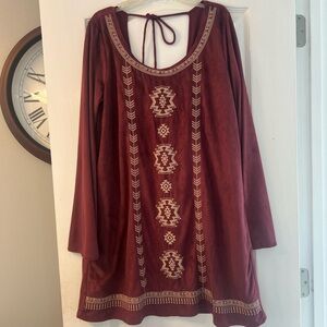 NWT Onetheland pullover dress tie in back, festival, hippie, hobo size L